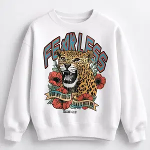 [Sale off up to 65%][Free Ship] Fearless Leopard Sweatshirt, Vintage Christian Bible Verse, Isaiah 41_10 Religious Sweatshirt Graphic