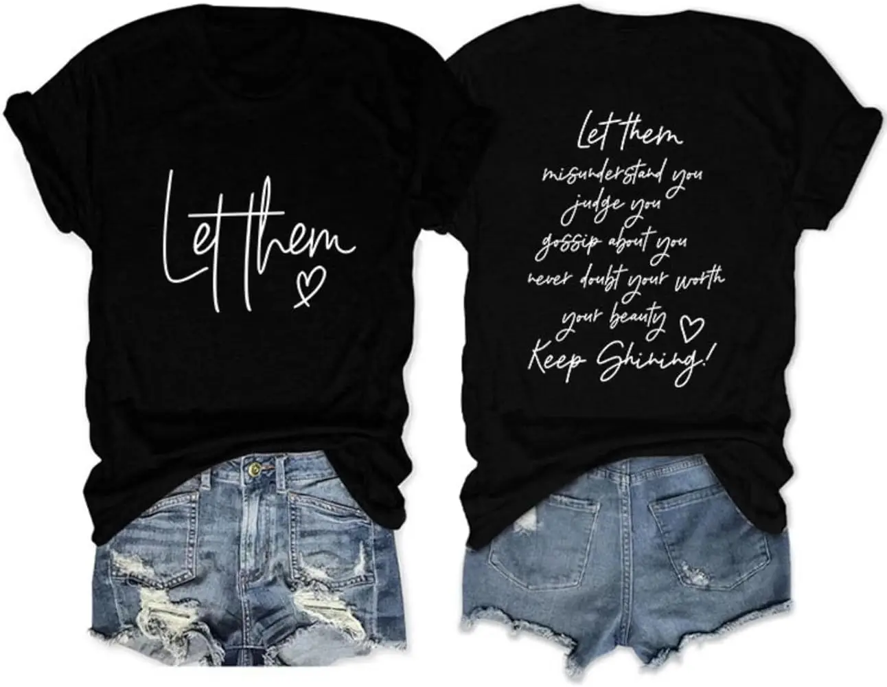 1PC Print Front and Back) Let Them Print Women Funny T-Shirt,shop,Casual