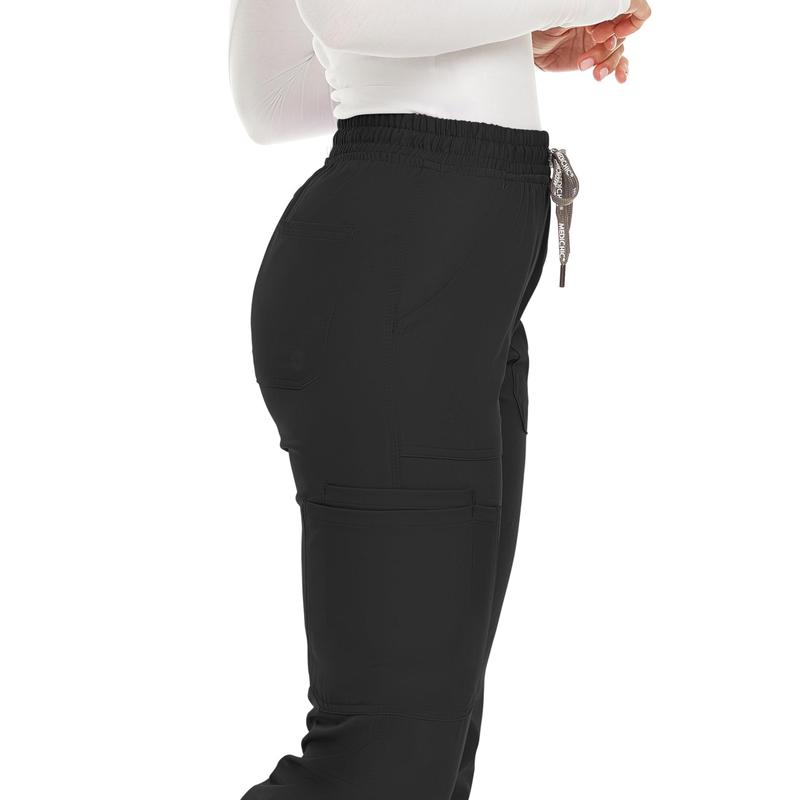 MediChic Women's Straight Leg Six Pocket Cargo Scrub Pants with 4-Way Stretch Scrubs