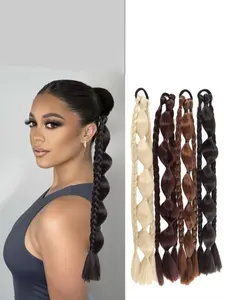 Synthetic New Chinese Style Lantern Bubble Ponytail Braid, Suitable for Girls, Sweet Cool Long Hair Bun High Ponytail, Synthetic Braiding Hair