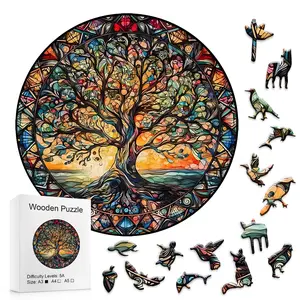 This Stained Glass Tree of Life Wooden Puzzle is a circular masterpiece! Intricate mosaic details, vibrant colors, symbolic tree design—perfect for art lovers, spirituality fans, or unique puzzle vibes Toddler Alphabet