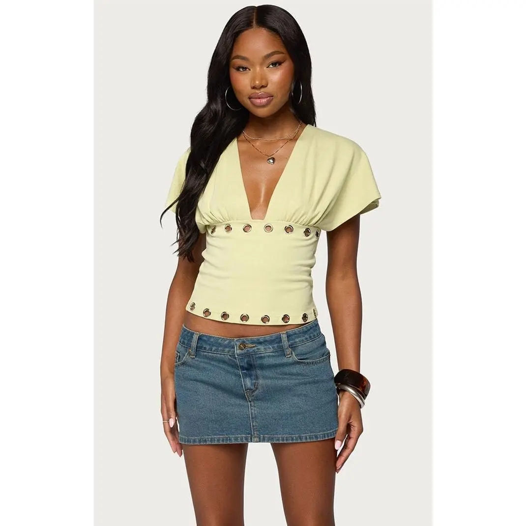 Edikted Women's Isi Grommet Flutter Top