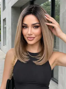 Fashion Straight Short Wigs, Artificial Hair 13x6, Lace Front Wig, Pre-Cut Hairline, Ready-To-Wear Straight Wig, Perfect for Parties and Dates