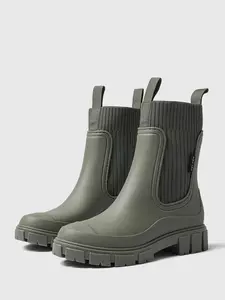 Women's Fashionable Solid Color Rain Boots, Casual Waterproof Non-slip Sock Boots for Daily Wear, Female Versatile Trendy Shoes for Outdoor