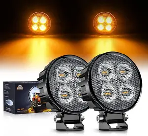 Nilight 2PCS 3Inch 12W Amber Round LED Yellow Work Pods Driving Light 90° Flood Beam Built-in EMC Offroad Side Fog Lights for Tractor Truck Motorcycle Boat SUV ATV UTV  dealsforyoudays