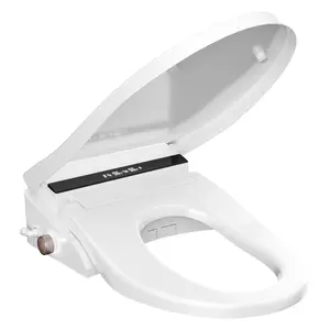 SmartBidet Elongated Smart Bidet Toilet Seat with Heated Seat Instant Ceramic Water Heating Warm Air Dryer Wireless Remote Self-Cleaning Nozzle LED Display & Soft Night Light