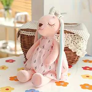 Cute Bunny Plush Toy - Soft Stuffed Animal with Pastel Colors (Pink, Blue, White, Beige, Light Green) - Machine Washable Kids Birthday, Easter, Christmas, Halloween Gift - Cuddly Home Decor for Boys, Girls, Babies, Children - Safe Plush Stuffed Animal Com