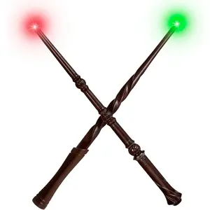 Light Up Wizard Wand with Sounds & 4 Lightings - 2-Pack Illuminating Magic Witch Toy Wands for Kids Cosplay Party Favors, Set B