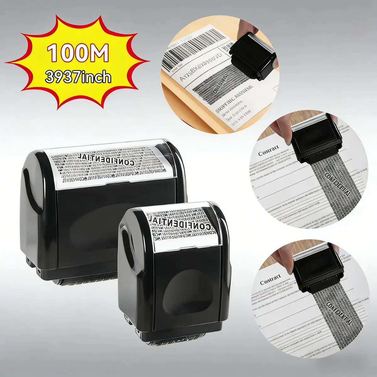 Privacy Protection Security Roller Stamp - 100m Long-Lasting Wide Stamp, Blocks Address & Billing Info, Prevents Identity Theft, Christmas Holiday Ideal Gift for Home Office Stationery Essentials