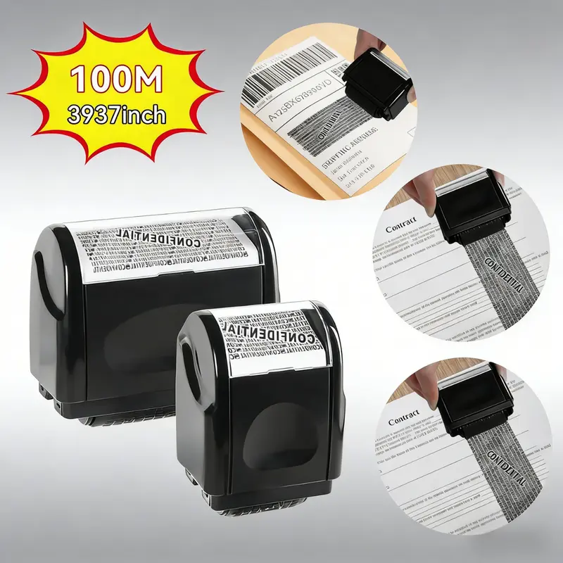 2026 Petit Bits Privacy Protection Security Roller Stamp - Address & Billing Info Blocker, 100m Long-Lasting Roll, Home & Office Mailing Essentials, Perfect Christmas New Year Gift