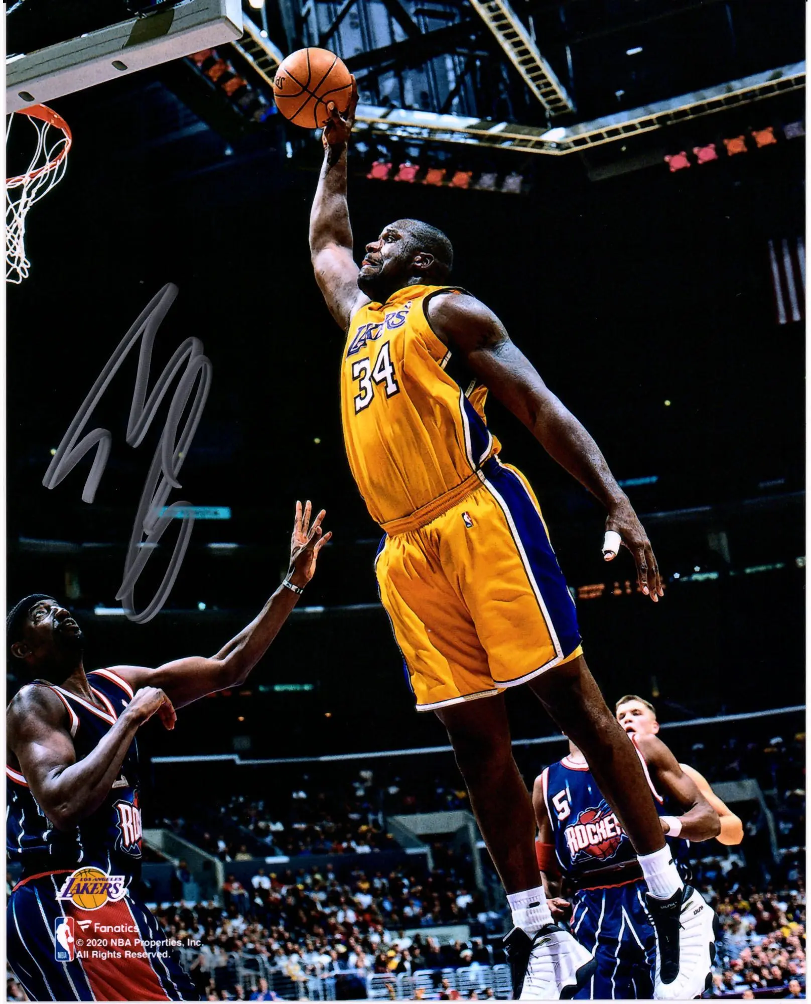 Shaquille O'Neal Los Angeles Lakers Autographed 8" x 10" Dunk vs. Houston Rockets Photograph - Fanatics Authentic Certified