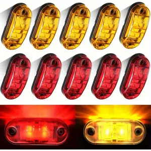 10Pcs 2.5 Inch LED Trailer Lights 2 Diode Waterproof LED Trailer Side Marker Oval Signal Running Lights for Truck Boat Rv