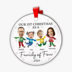 Personalized Baby's First Christmas  Circle Ornament & Photo Deer Baby's First Christmas Circle Ornament