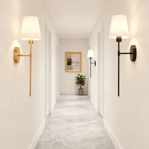 New Modern Wall Light Set Two-Piece Includes Bulbs and A Power Cable/Data Cord and Remote Control Suitable for living rooms studies bedrooms and Hallways 120V Voltage Semi-Recessed Installation Connects To Room electrical Outlet Adjustable light Led Lamps