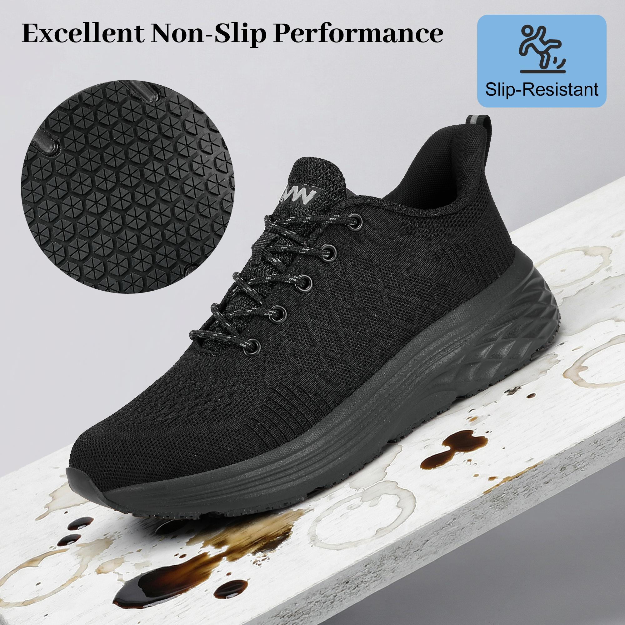 Men's Non-Slip Chef Work Shoes—Water & Stain Resistant Walking Sneakers,Easy Slip-On for Gent's Food Service & Casual Wear