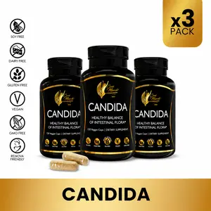 3 Bottles of Coco March N.M.D Candida Herbs & Enzymes, 30 Day Cleansing - Gluten Free, Vegan, GMO Free, Dairy and Soy Free - 120 Capsules