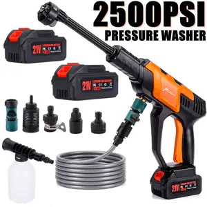 【FathersDayGift】2500PSI Wireless Portable High Pressure Washer, 6-IN-1 Nozzle & Foam Cannon Electric High Power Cleaner 2 Rechargeable Battery Powered By, Handheld Electric Cleaner Water, Gift Idea, Cordless Pressure Washer,Car Wash Equipment #SummerVibes
