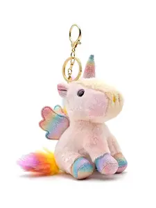 Plush Unicorn Keychain Kawaii Stuffed Animals Key Chains Backpack Ornaments Pendant Key Ring Pink Trendy Cute Keychain