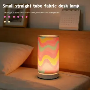 Modern Creative Cylinder Table Lamp, Elegant Fabric Shade with Metal Base, USB Powered Switch Control, Home Decor Light, Table Bedside Lamp
