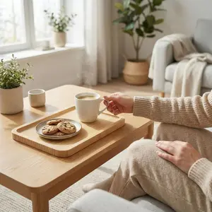 1/3pcs Morning Coffee Tray - Bamboo Serving Platter for Drinks & Cookies
