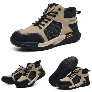 Men's Work Safety Boots - High-Top Lace-Up Design, Steel Toe Protection - Impact Resistant, Anti-Penetration, Durable Rubber Sole, Suitable for Construction | Factory | Daily Use - Warehouse Shoes | Modern Work Shoes | Outdoor Labor Worker Footwear