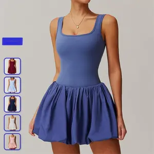 Women's fake two-piece sports dress with anti glare base, outdoor running and fitness tennis skirt,Gift