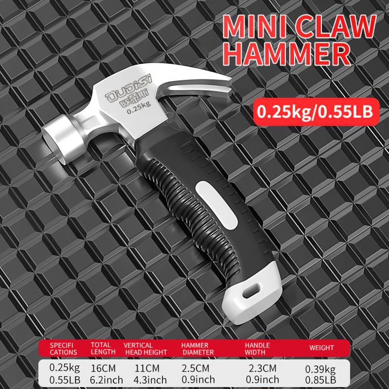 Mini Claw Hammer with Anti-Slip Rubber Handle and Heavy-Duty Metal Structure - Compact Ergonomic Grip, Precisely Balanced Head Suitable for Woodworking, Home Renovation