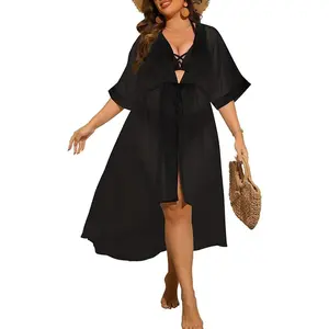 Women Cover Ups Plus Size Swimsuit Chiffon Kimono Long Cardigan Open Front Bathing Suit Summer Flowy Bikini Beachwear