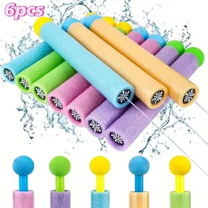 6-Pack Foam Water Spray Adluts Play props Game props - Colorful Pull-Out Straight Foam Guns with Ergonomic Handles, Soft Foam for Summer Beach Pool Outdoor Water Play, Interactive Birthday Holiday Gifts-suit for 14 years+