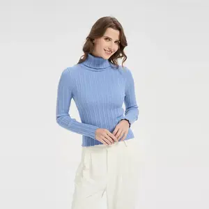 Women's Ribbed Turtleneck Sweater - A New Day Blue XXL