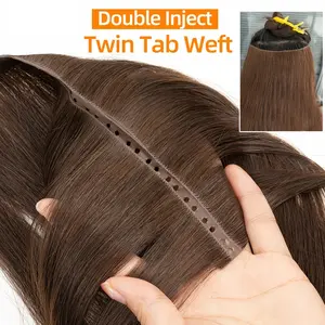 2025 NEW Fashionable XO Hole Human Weft Hair Extensions 12"-24" Double Inject Twin Tab Remy Hair Bundles 40-50g for Women, Straight Cuticle Remy Hair, Easy Attachment, Natural Look, All Ethnicities, Hair Styling