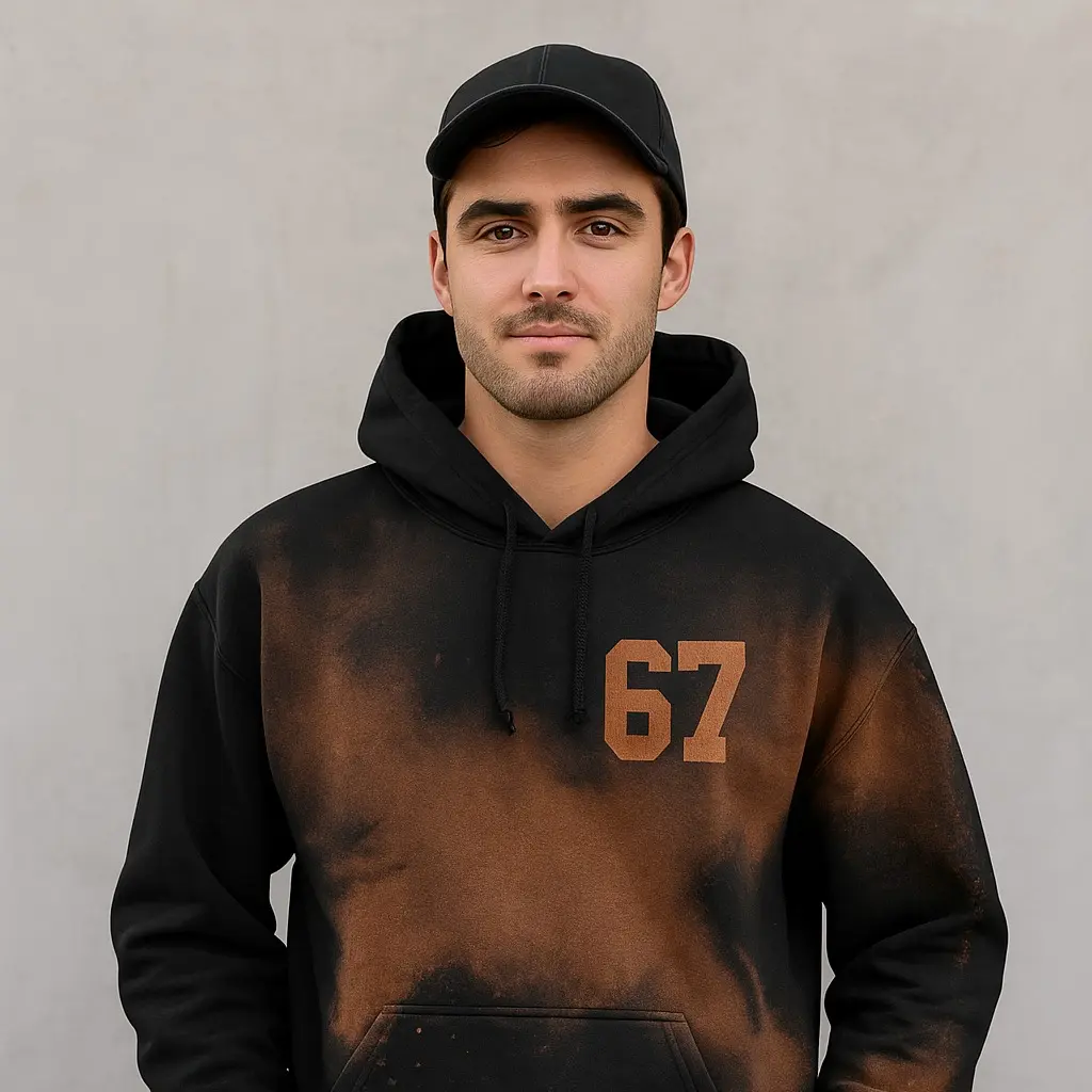 casual pullover Bleach Hoodie — One-of-One Streetwear | Handmade in Alabama perfect unisex