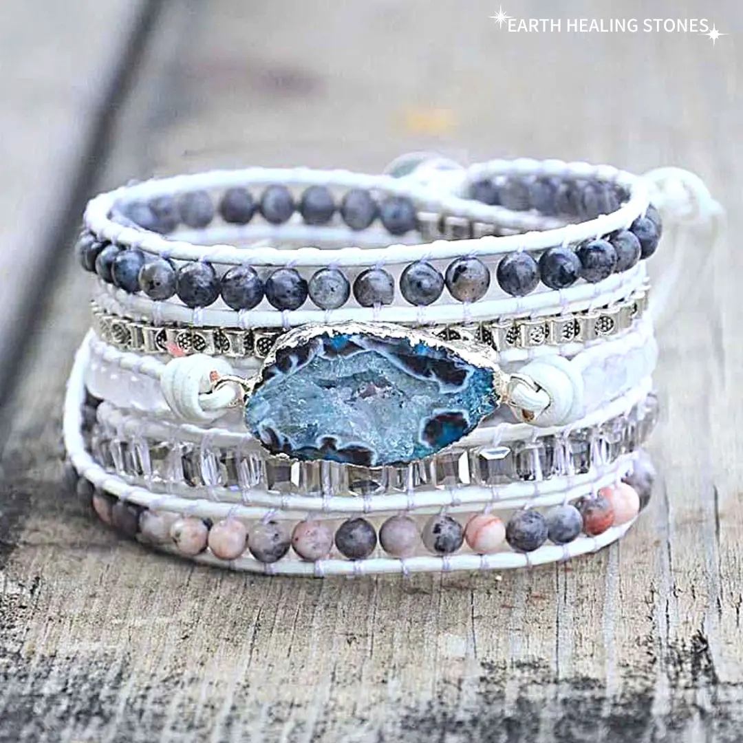 Magical White Labradorite & Druzy Bracelet