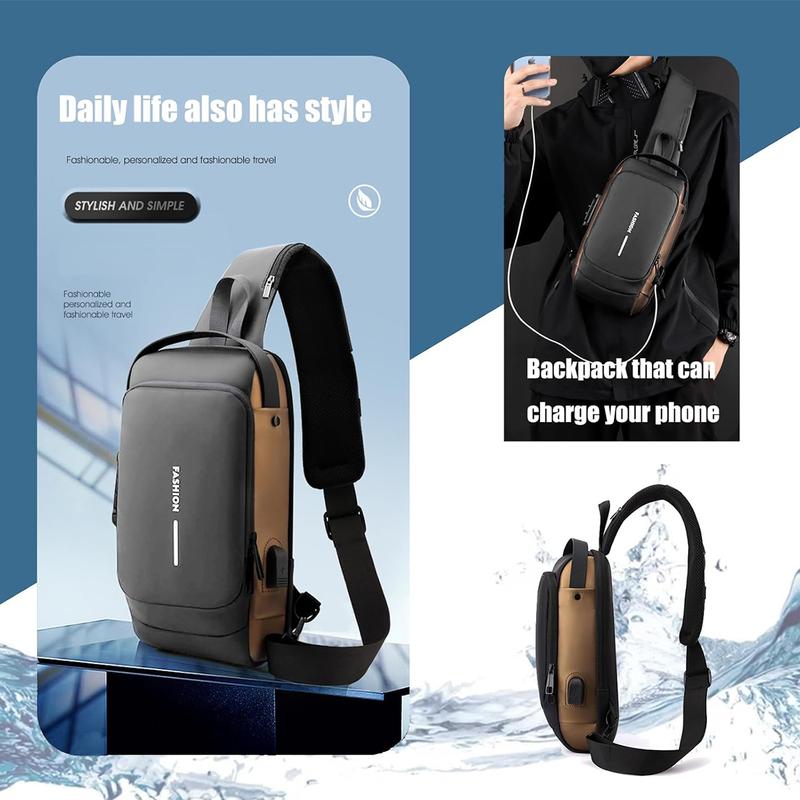 2025 Men's Crossbody Bag - Anti-Theft with Password Lock, Large Travel Bag Multi-Layer Storage, Detachable Strap, Durable & Stylish