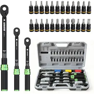 Torque Wrench Set, 1/4 3/8 1/2 Drive 41- Kit with Sockets & Extensions, +-3% Accuracy Dual Scale, CR-V Steel, 72- Ratchet for Auto, ,  Repair & Industrial