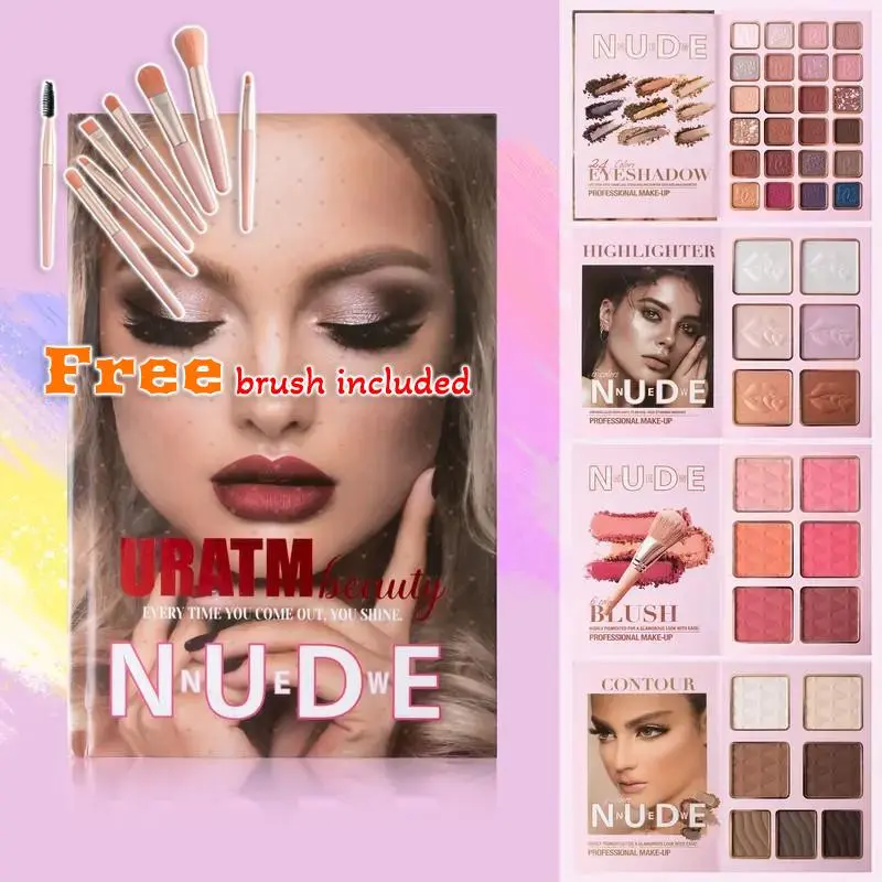 43-color Makeup Palette-4-layer Flip-topDesign, Including Matte And Glitter Eyeshadow,Blush, Contour And Highlight Combination