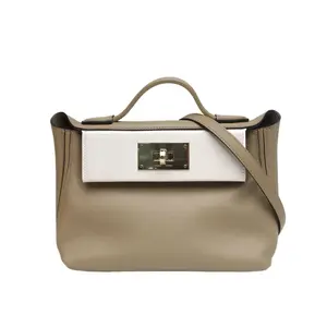 Pre-owned HERMÈS leather Tote Bags 【DIZ】2424 mini 21 M4 milk greyP226461401