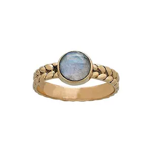 RAINBOW MOONSTONE IN BRASS BRAIDED RING