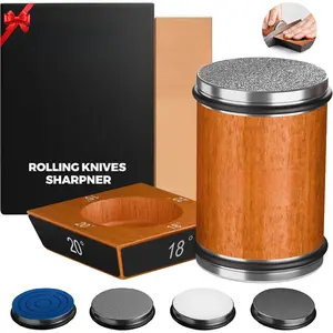 Rolling  Sharpener Kit - 4 Angles (15?,18?,20?,22?) - Includes , Ceramic & Honing Discs with Leather Strop - Ideal for  Cooks & Professional Chefs