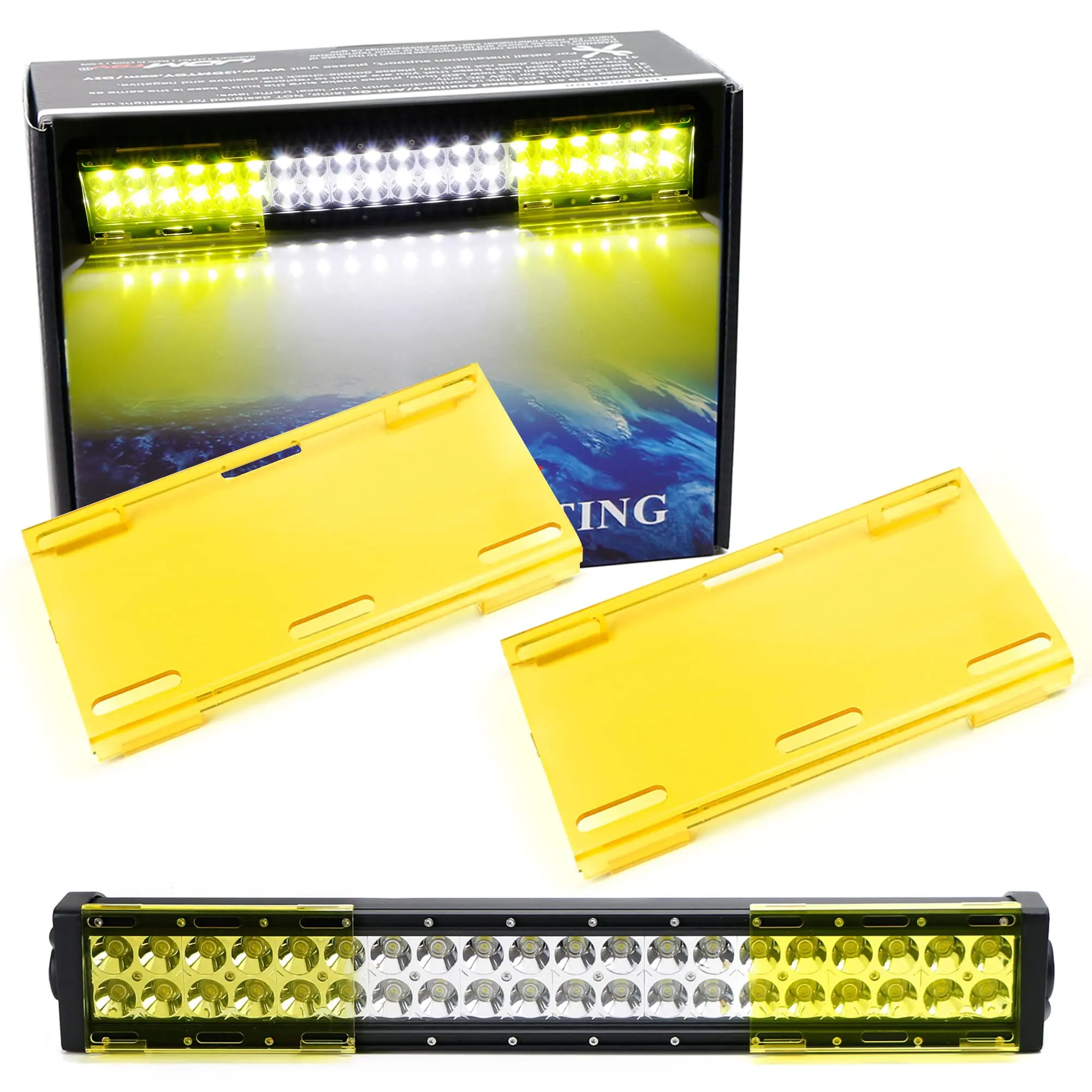 iJDMTOY 2pc 6-Inch 2500K Selective Yellow Colored Dual-Row LED Light Bar Lens Covers (Easy Snap On/Off, Fit Most 14 20 25 30 40 50 52 Inches Double-Row LED Light Bars, Not Amber)