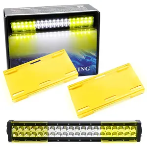 iJDMTOY 2pc 6-Inch 2500K Selective Yellow Colored Dual-Row LED Light Bar Lens Covers (Easy Snap On/Off, Fit Most 14 20 25 30 40 50 52 Inches Double-Row LED Light Bars, Not Amber)