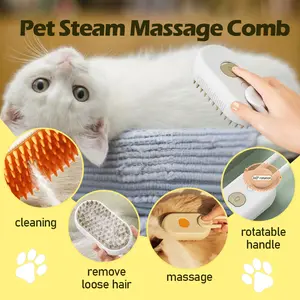 USB Interface, Cat Dog Hair Cleaning Brush, Adjustable Handle Pet Hair Remover,3-in-1 Steamy Cat Brush, Grooming Comb for Dogs,Remove Flying Fur, Steam Advanced Pet Hair Removal Comb,Pet Pal Brush Cleaning,Includes Squeeze Bottle & Charging Cable
