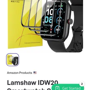 Lamshaw IDW20 Smartwatch Screen Protector [3 Pack] 3D Full Coverage PET Soft Screen Protector Film Compatible for Faweio TOOBUR Yoever TMHAI IDW20 1.91 Smart Watch (3 Pack)