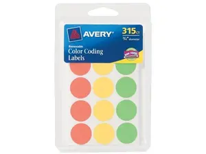 Avery 06733 Self-Adhesive Pack Labels & Stickers, 3/4 in. Round Shape Assorted Neon Pink Color Coding Labels, 315-Count, Pack of 6