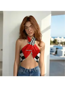 Red Black White Checkered Satin Scarf for Women – Vintage Headwrap, Racing Party Essential, Retro Style Accessory, Elegant Hair Scarf for Daily Wear & Auto - Themed Celebrations