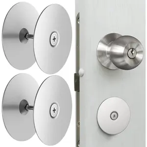 2 Set Door Hole Cover Plate 2-5/8" Diameter Door Hole Filler Plate Stainless Steel Knob, Increase   on Entry,