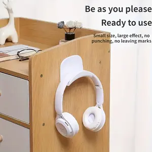 4 Piece No-Drill Headphone Stand, Fixed Earphones and Controllers Holder, Desktop/surface Space Organizer, Easy Use Wall-Mounted Hook, Headphone Hanger