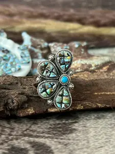 Handmade Sterling Silver 'Golden Hills Turquoise Cobble Collection' Adjustable Ring "Signed Nizhoni"