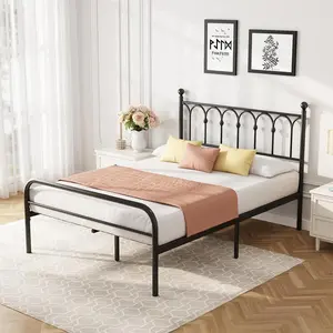 Bed Frame with 11.9 Inch Under-Bed Storage, Metal Platform Bed with Steel Slat Support for Twin Full Queen King, No Box Spring Needed, Black