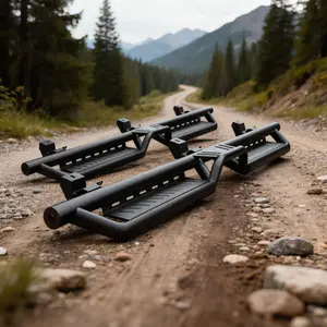 YITAMOTOR Running Boards &Side Steps for 2009-2018 Dodge Ram 1500 Crew Cab/2019-2024 1500 Classic/2010-2024 2500/3500 Black Powder Coated Nerf Bars Two-Stair for Roof Operation